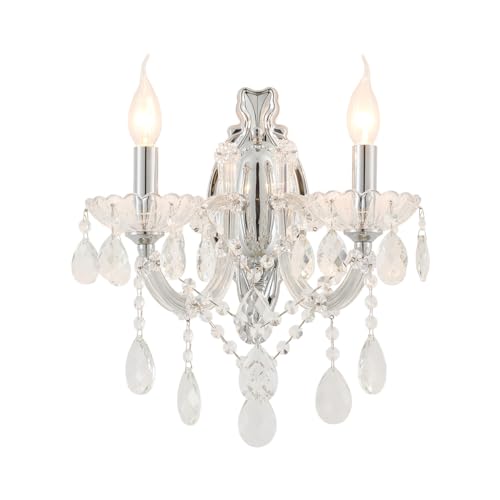 YLONG-ZS Crystal Wall Lights, Modern Sconces - Brilliant 2 Light Wall Lamp Light Fixtures, Wall Mounted Lamp for Bedroom, Living Room, Bedside, Corrid