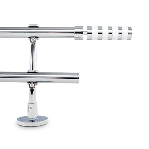Gcurtain Adjustable Double Curtain Pole, 70-120cm, 3-4 Inch Diameter, Wall Mount, White Cylinder Finials