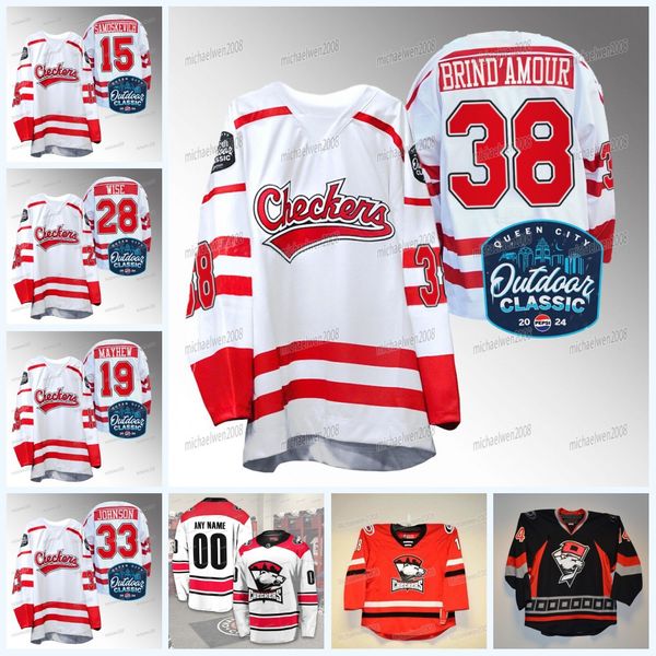 Charlotte Checkers 2024 Queen City Outdoor Classic Hockey Jersey Cole Schwindt Logan Hutsko Alexander True Kole Lind Zac Dalpe Connor Carric