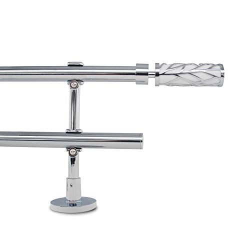 Adjustable Double Curtain Pole, 70-120cm, 3-4 Inch Diameter, Wall Mount, White Branch Finials