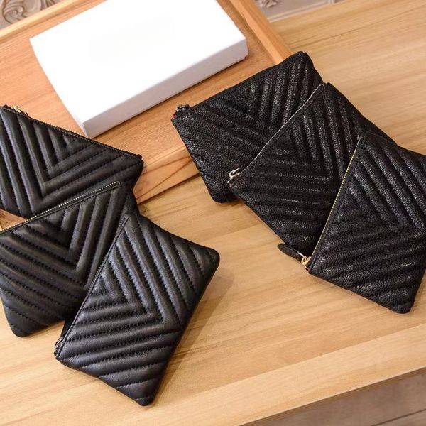 Top Quality Card Holders Fashion Designer Coin Purses with Gold Silver Black Logo Lusury Chain Wallets with Box Couple Festival Gifts 22847