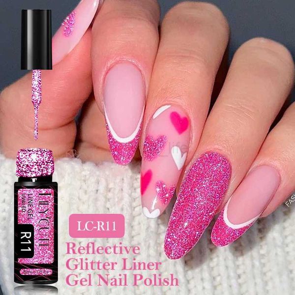 LILYCUTE 5ML Fluorescent Neon Reflective Liner Gel Nail Polish Bright Pink Sparkling Effect Painting Stripe Graffiti Nail UV GelCL240711