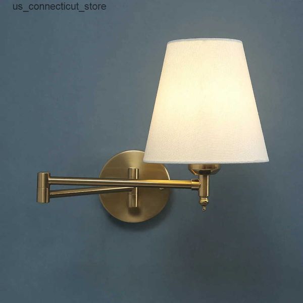 Other Indoor Lighting LED American Wall Lamp Folding Swing Arm Fabric wall light Bedroom Bedside Living Room Study StairwayMirror front wall
