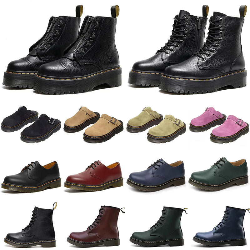 Designer Chunky Heel Ankle Boots Durable Sandals For Men Women Mules Nubuck Leather Comfortable Anti-Slip Sole Vintage Streetwear Shoes