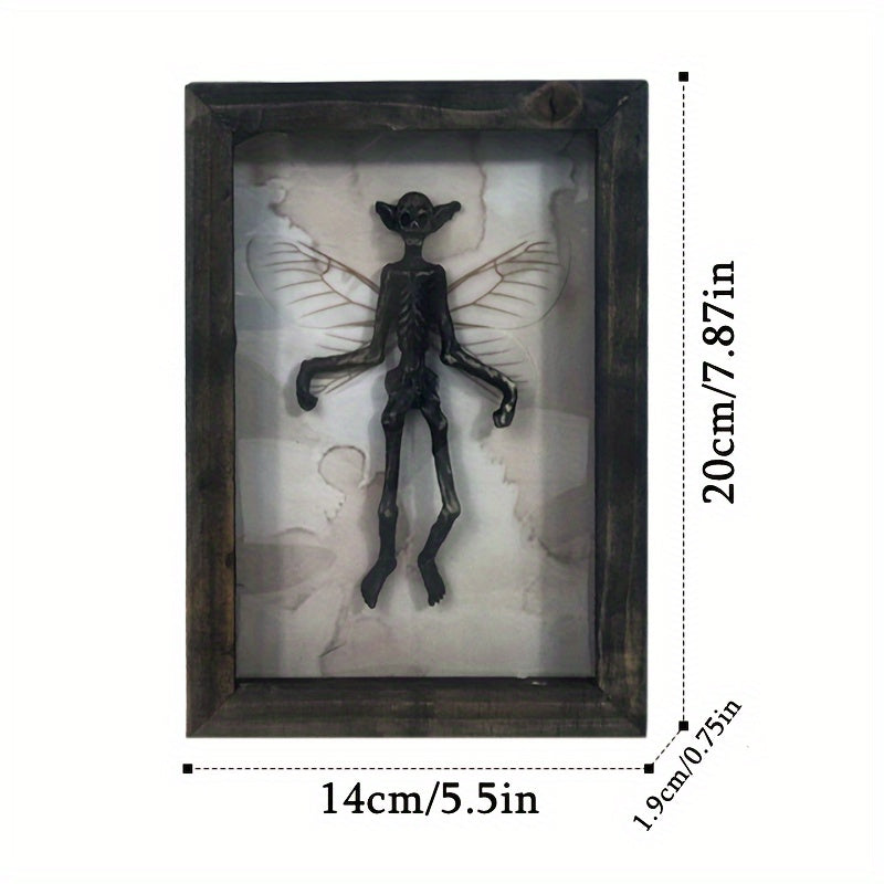 TEMU Dark Small Photo Frame Halloween Decorations, Halloween Creative Personality Wooden Hanging Frame Horror Wall Decoration
