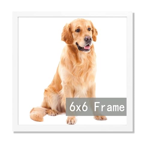 RUN HELIX 6x6 Picture Frame for 6by6 Square Poster Photo Canvas Certificate Black High Transparent Photo Frame Wall Desktop Horizontal Vertical 6x6,Wh