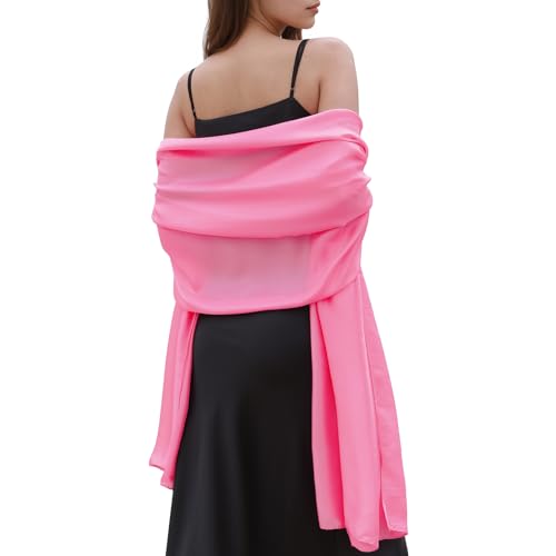 Womens Scarf Pashmina Shawls and Wraps for Evening Dresses Like Chiffon Silk Scarf for Bridal Weddings Pink-2