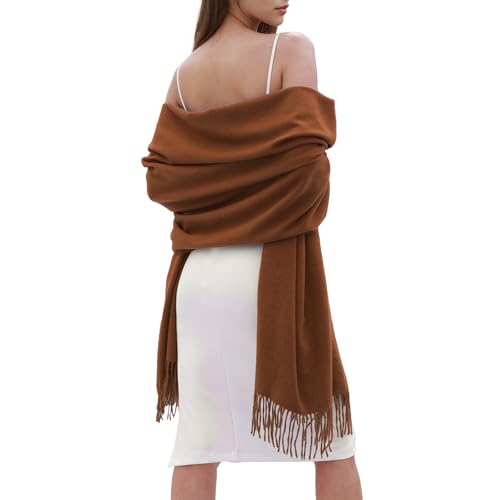SWAT PANY Winter Scarfs for Women Pashmina Shawls and Wraps for Evening Dresses Warm Shawl Wraps for Women Weddings Caramel