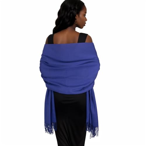 Womens Winter Scarf Pashmina Shawls and Wraps for Evening Dresses Warm Blanket Scarf for Wedding Royal Blue