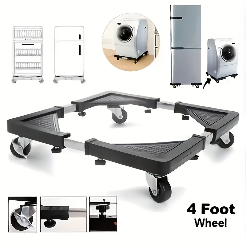 TEMU Mini Fridge Stand Furniture Dolly Mobile Roller With 4 Locking Wheels-base Adjustable Refrigerator Washing Machine Stand Moving Cart- Appliance