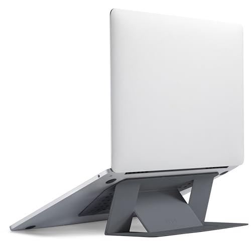 MOFT Invisible Slim Laptop Stand, Adhesive and Reusable, Adjustable Perfect Viewing Angles, Compatible with Laptops Up to 15.6", Grey Adhesive-Grey Ad