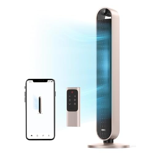 Dreo Smart Tower Fan Voice Control, 120° Oscillating Fan Works with Alexa-Google-App-Remote, 42 Inch, 25dB Quiet DC Bladeless Fan for Bedroom,12 Spee