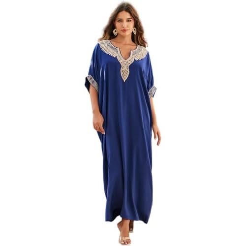 Women's Embroidery Swimsuit Cover Ups Beach Cover Up Caftan Plus Size Vneck Rainbow Ethnic Print Kaftan Batwing One Size 23123-0