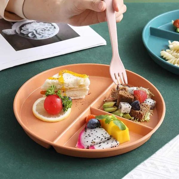 1-2PCS Food Dish Round Square Home Kitchen Reusable Dinner Plate For Adults Portion Control Diet 3 Compartments Microwave SafeXJ241209