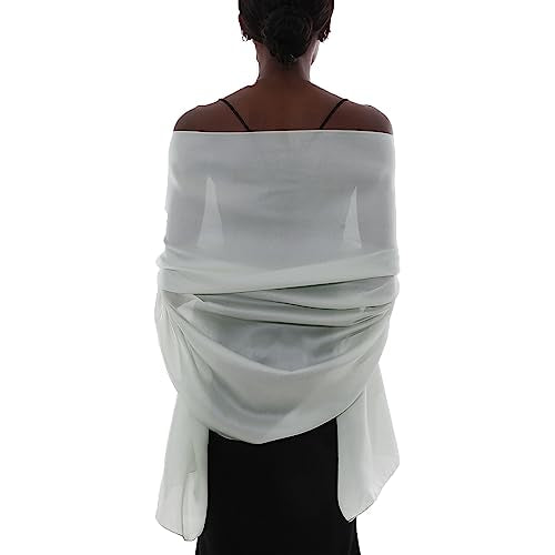 Womens Scarf Pashmina Shawls and Wraps for Evening Dresses Like Chiffon Silk Scarf for Bridal Wedding Light Green