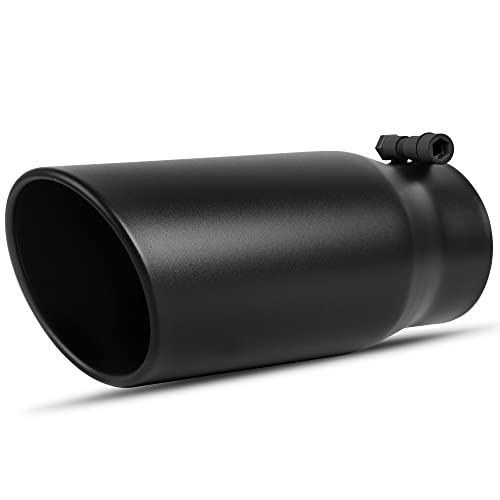 YITAMOTOR 4 Inch Diesel Exhaust Tip, 4" Inlet 5" Outlet 12" Long Stainless Steel Professional Exhaust Tail Tip for 4-Inch Outside Diameter Tailpipe, B