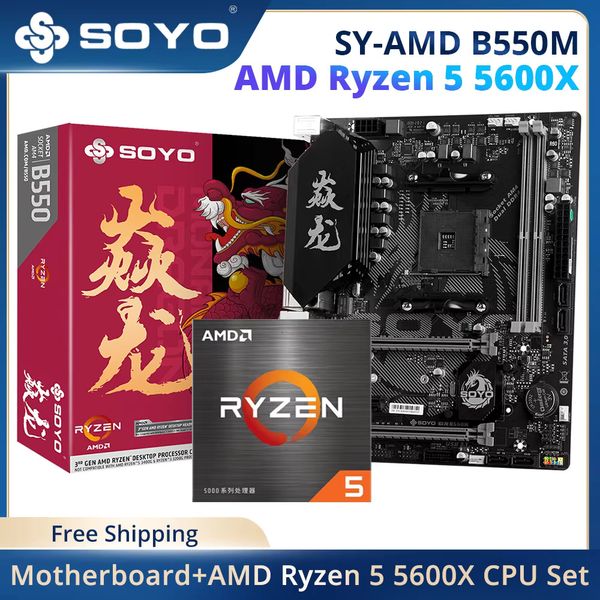 SOYO Monarch Dragon B550M with Ryzen 5 5600X CPU Processor Gaming Motherboard Set Supports XMP Overclocking Dual-channel DDR4