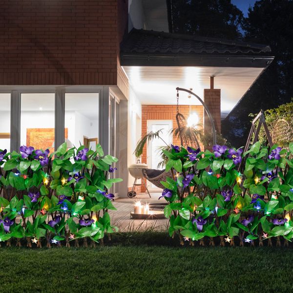 180CM Artificial Plants LED Ivy Garland Fake Leaf Vines Expandable Fence with Solar Light String Stretchable Privacy Fence Faux