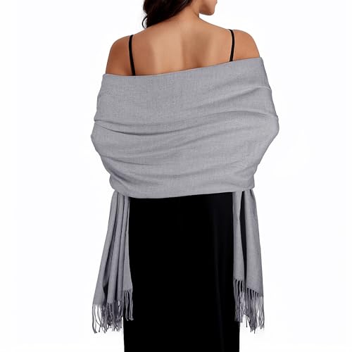 Women Winter Scarf Pashmina Shawls and Wraps for Evening Dresses Shawls for Women Wedding Grey