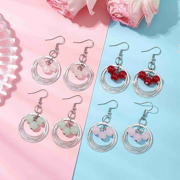 4 paire de boucles d'oreilles pendantes en laiton