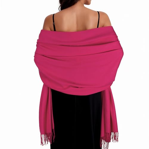 Women Winter Scarf Pashmina Shawls and Wraps for Evening Dresses Shawls for Women Wedding Rose Red