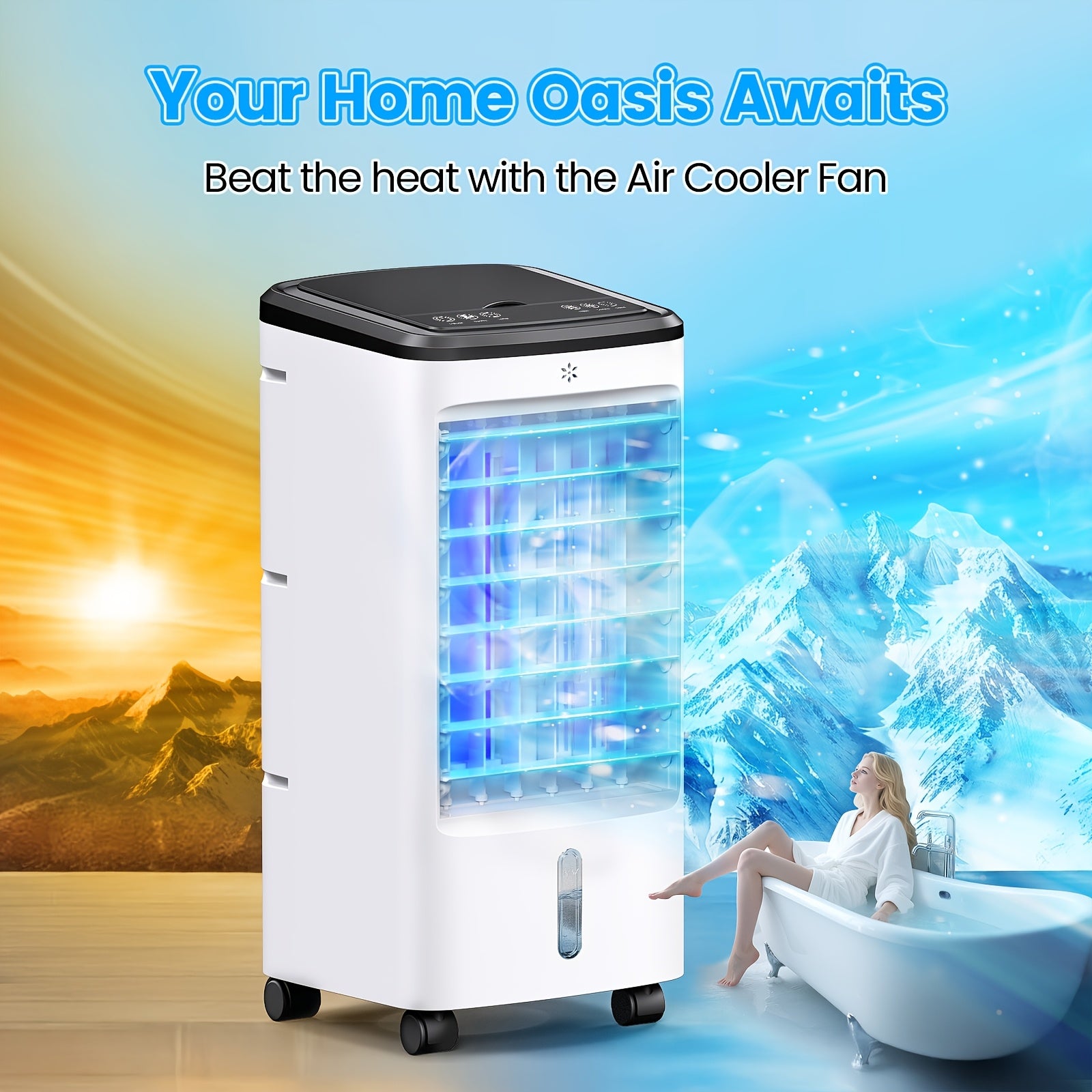 TEMU Portable Air Conditioners, Swamp Cooler With Remote, Evaporative Air Cooler With Packs, 120°, 12h Timer, 3 4 , Cooling Fan For Bedroom, Home,