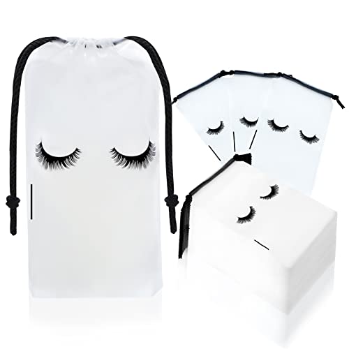Rohuis 50pcs Eyelash Aftercare Lash Bags for Clients - Drawstring Makeup Cosmetic Shampoo Sample Pouches for Women and Girls- Small Business Supplies