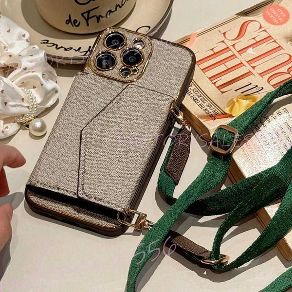 Luxury Leather Flip Wallet Phone Case for iPhone 16 Pro Max 15 14 13 12 11 Pro Crossbody Strap Card Holder Magnetic Chromed Lens Hardwares B