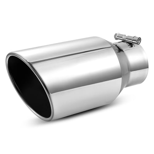 YITAMOTOR Bolt On Diesel Exhaust Tip 4", 6" outlet 12" Long Truck Tip, Rolled Angle Cut, Stainless Steel, Polished,Silver 4" x 6" x 12" Silver