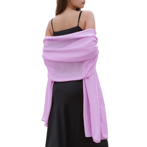 Womens Scarf Pashmina Shawls and Wraps for Evening Dresses Like Chiffon Silk Scarf for Bridal Weddings Lilac