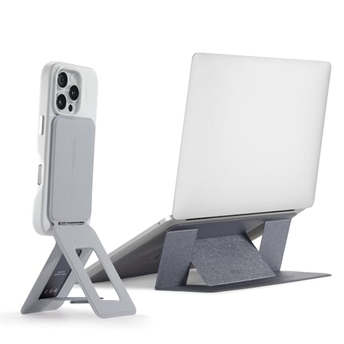 MOFT Phone Tripod Stand Cement & Invisible Laptop Stand fits 13"+ Tablets & 15"+ Laptops Space Gray
