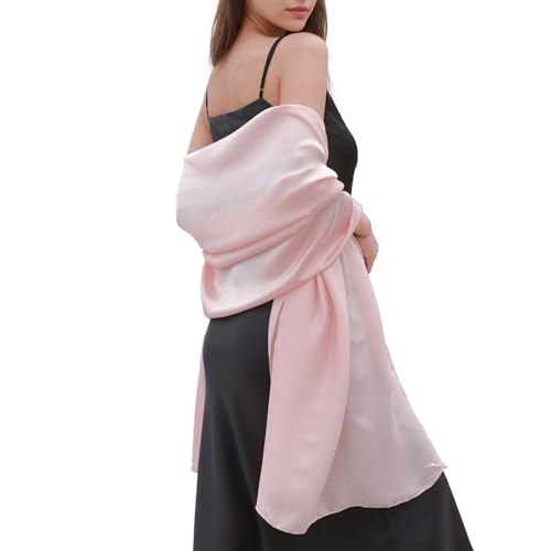 Womens Scarf Pashmina Shawls and Wraps for Evening Dresses Like Chiffon Silk Scarf for Bridal Weddings Pink