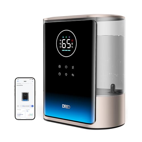Dreo 8L Smart Humidifiers for Bedroom 600ft², 80H Runtime Warm&Cool Supersized Mist Humidifier for Large Room Indoor, Quiet Whole House humidifier fo