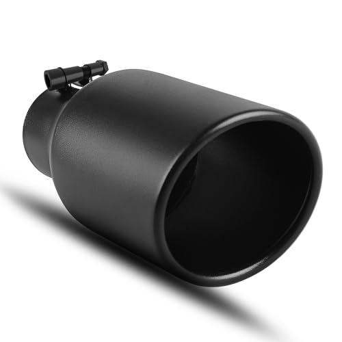 YITAMOTOR 2.5 to 4 Inch Exhaust Tip, 2.5" Inlet 4" Outlet 9" Long Stainless Steel Professional Exhaust Tip, Black Powder Coated Diesel Tailpipe Tip, R
