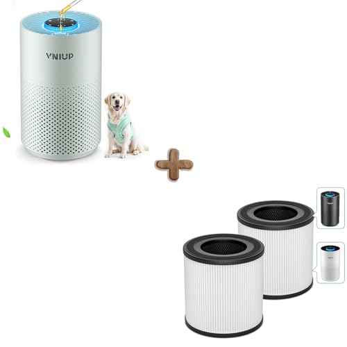 Green Air Purifier+2 Pack ZQA 4000C Replacement Filter, with Sleep Mode& Light Mode Air Cleaner for Pet Dander Odor Dust Smoke