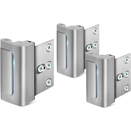 Door Reinforcement Lock Home Security - Door Locks for Kids Safety Childproof Door Latch Guard with 3" Stop Withstand 800 lbs Inward Swinging Front Do