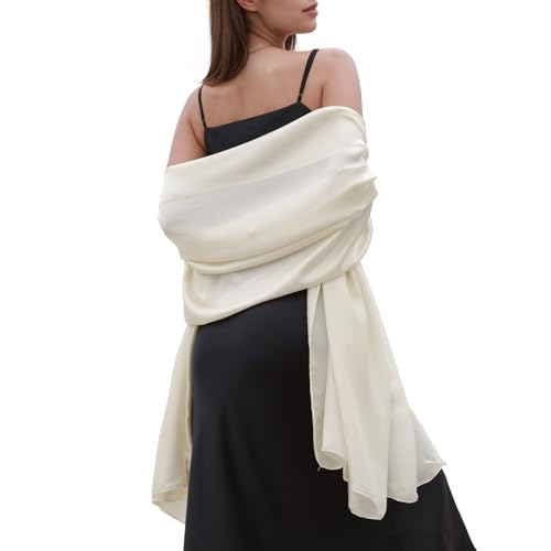 Womens Scarf Pashmina Shawls and Wraps for Evening Dresses Like Chiffon Silk Scarf for Bridal Weddings Ivory
