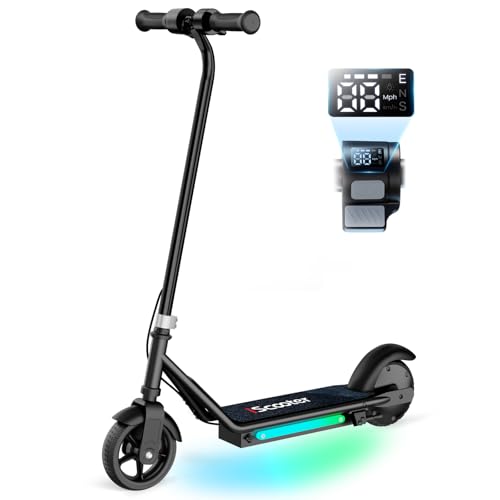 iScooter IK3-IK3Pro Electric Scooter for Kids Aged 6-12, LED Display, 3 Speeds, 3 Heights (IK3Pro), Magnetic Charging, 150W Motor, Colorful Lights Jet