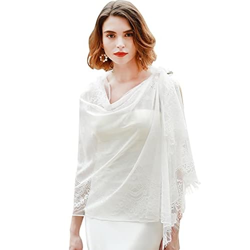 RIIQIICHY Shawls and Wraps for Evening Dresses Scarfs for Women Pashmina Wedding Formal Shawl White-3