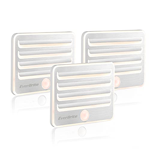 EverBrite Motion Sensor Night Lights, LED Soft Warm Light, Battery Powered Auto Stick-On Night Light for Bedroom, Bathroom, Stair, Closet, 9 AA Batter