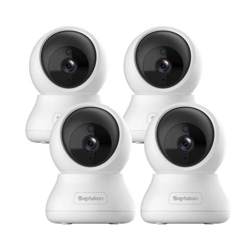 Septekon 4 Pack Indoor Pan-Tilt Security Camera for Baby Monitor, 2K 3MP Pet Camera with Night Vision, Motion Detection, Cloud Storage, Compatible wit