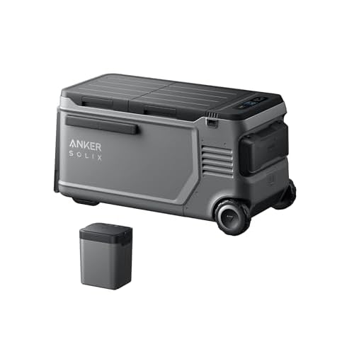 Anker SOLIX EverFrost 2 58L Cooler with 1 Removable Battery, 61 qt Car Refrigerator, Electric Cooler with Two 288Wh LiFePO4 Batteries, Powered by AC-D