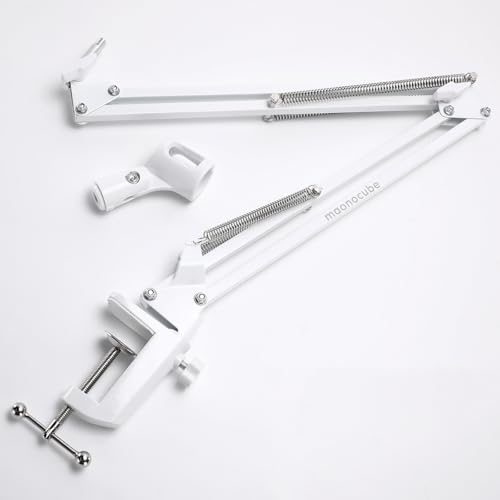 MaonoCube Microphone Boom Arm, Stand for Most Mics, Full Metal Material, Easy to Install, Sturdy and Durable, White