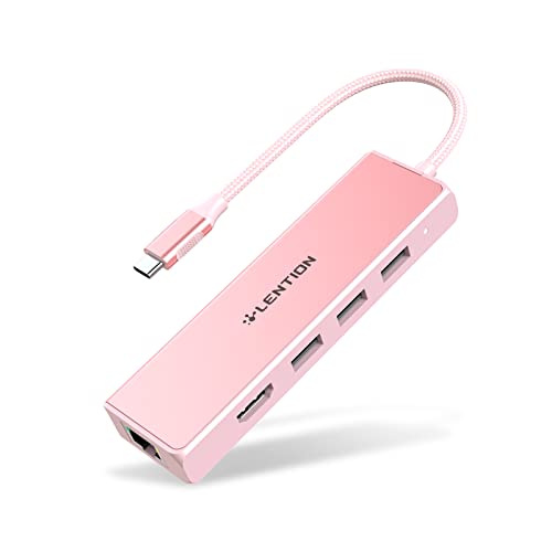 LENTION USB C Hub with a Gigabit Ethernet Port, 4K HDMI Display, 3 USB-A USB 3.0 Ports for MacBook Pro, MacBook Air, Dell, Lenovo, HP Laptops and More