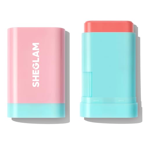 SHEGLAM Glass Glow Blush Stick Cream for Cheek and Lip, Waterproof Hydrating Tinted Solid Moisturizer Blendable Natural Grow Nude Face Blush Makeup-St
