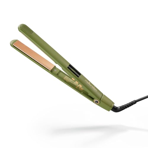 mdlondon Strait Ceramic Hair Straighteners (Olive Green), Professional Straighteners for Short or Long Hair, Flat Iron for Women & Men - Genuine mdlon