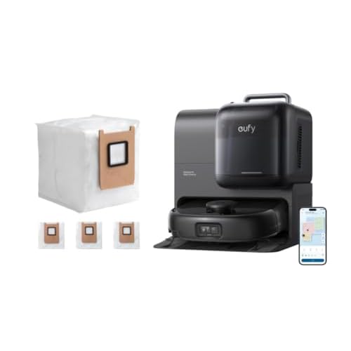 eufy Robot Vacuum Omni E28, HydroJet System, Portable Deep Cleaner, Turbo Suction, DuoSpiral Detangle Brushes, CornerRover Arm + Official Dust Bags*3