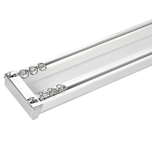 ZSHINE Curtain Conjoined Double Track Customize Length Ceiling or Wall Mounting Heavy-Duty Curtain Rails for Living Room Bedroom Room Divider(white)�