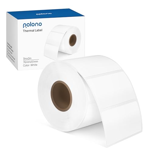 POLONO Genuine 3" x 2" Direct Thermal Self-Adhesive Address Shipping Labels - Compatible With PL60 and PL70E Printers for Barcodes, Postage (1000 Labe