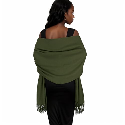 Womens Winter Scarf Pashmina Shawls and Wraps for Evening Dresses Warm Blanket Scarf for Wedding Green